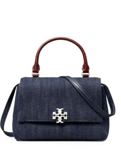 Tory Burch portefeuille Charlie en jean à chaîne
