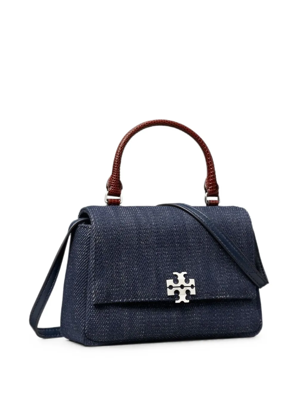 Tory Burch Charlie denim portemonnee met ketting Blauw
