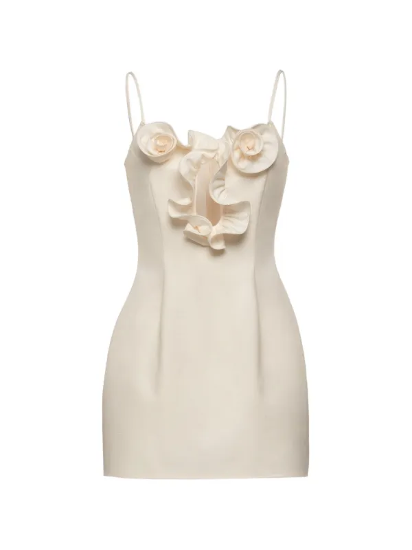 Magda Butrym Floral-applique Cut-out Mini Dress in Neutrals