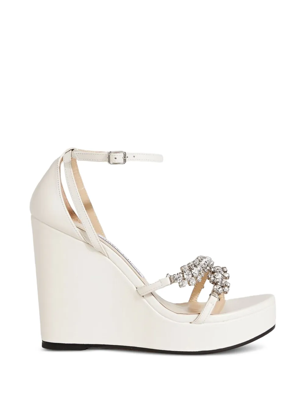 Jimmy Choo Bing crystal-embellished wedge sandals Wit