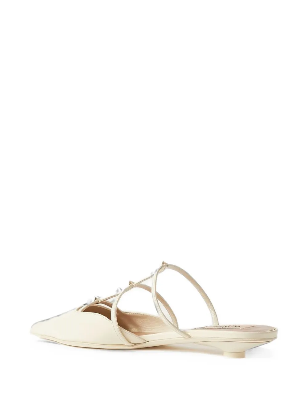 Valentino Garavani Rockstud embellished leather mules Beige
