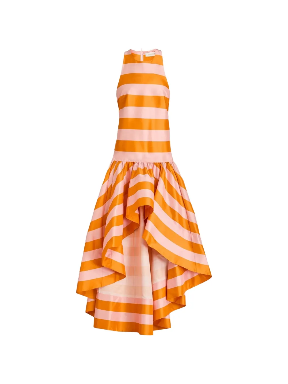 ZIMMERMANN asymmetric striped silk-shantung dress - Orange