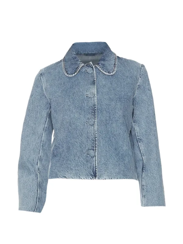 Frame Peter Pan Collar Denim Jacket in Blue