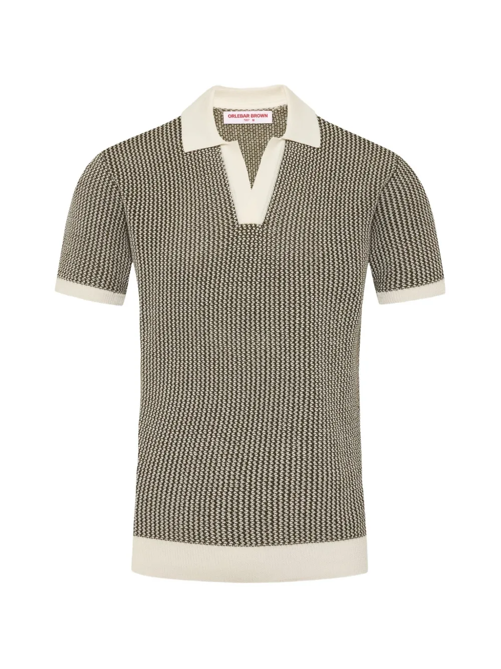 Orlebar Brown Horton gehaakt poloshirt met chevron-streep Groen