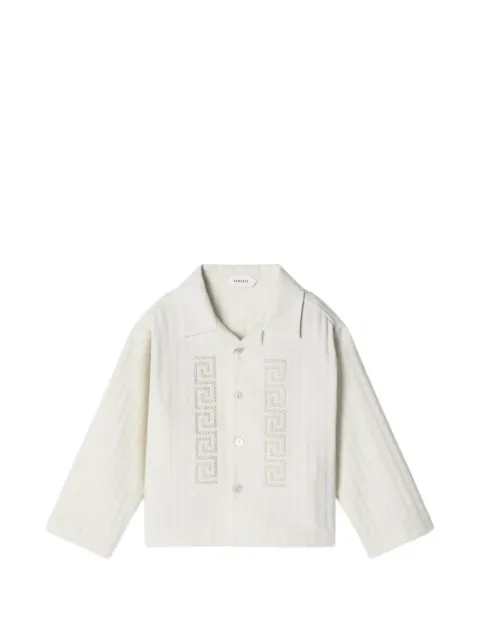 Versace Kids Greca-embroidered jacquard shirt