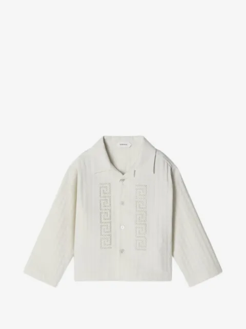 Versace Kids Greca-embroidered jacquard shirt