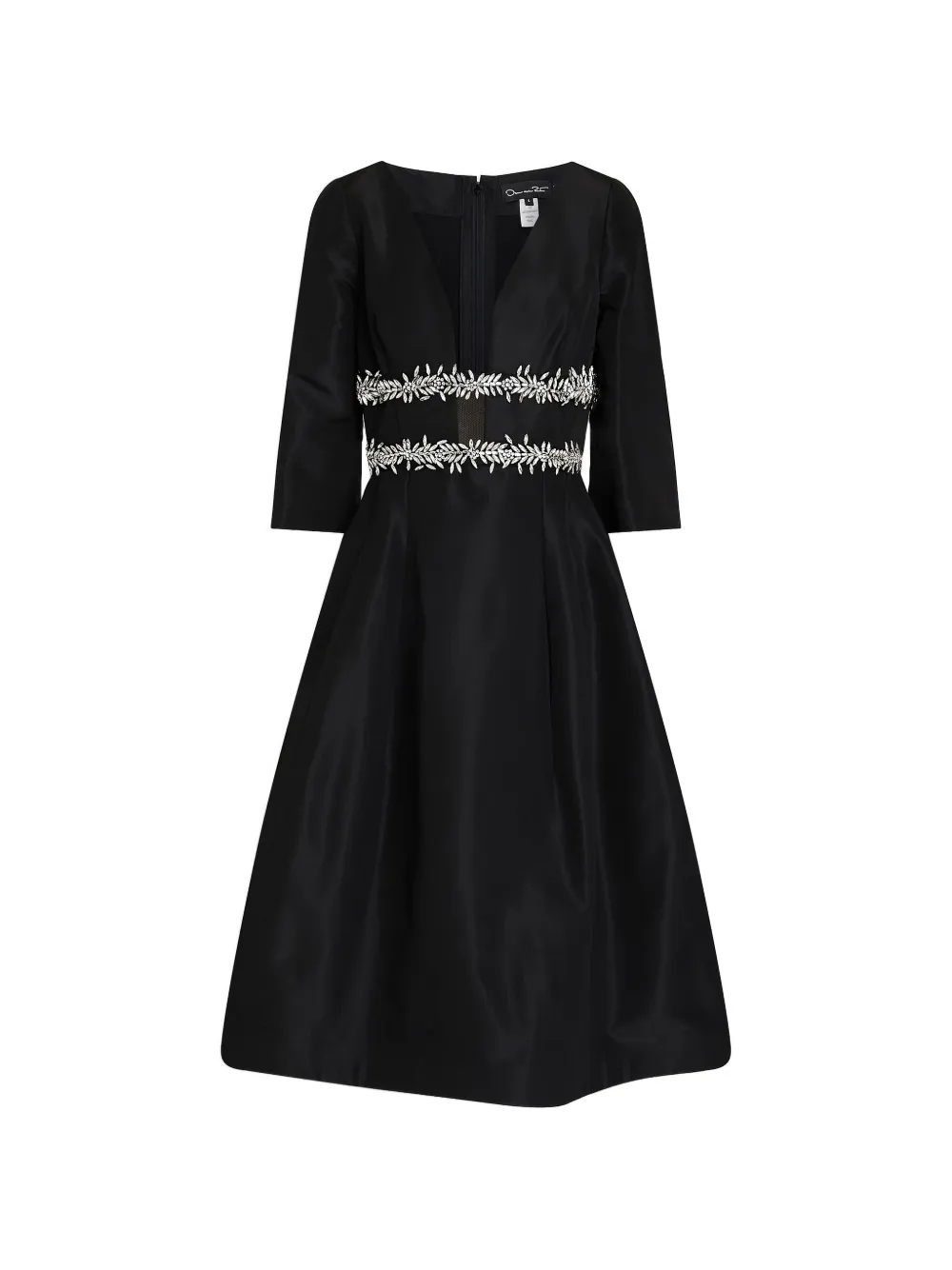 Oscar de la Renta crystal-embellished silk-taffeta midi dress - Nero