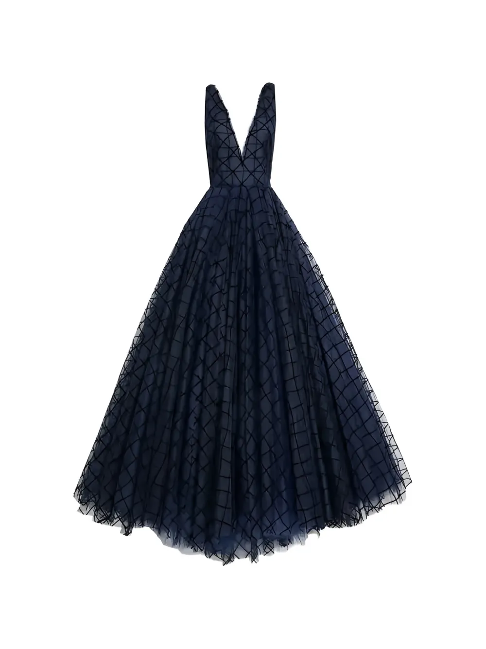 Oscar de la Renta flocked checked gown - Blue