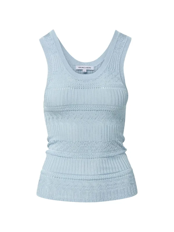 Veronica Beard Sandra Pointelle-knit Tank Top in Blue