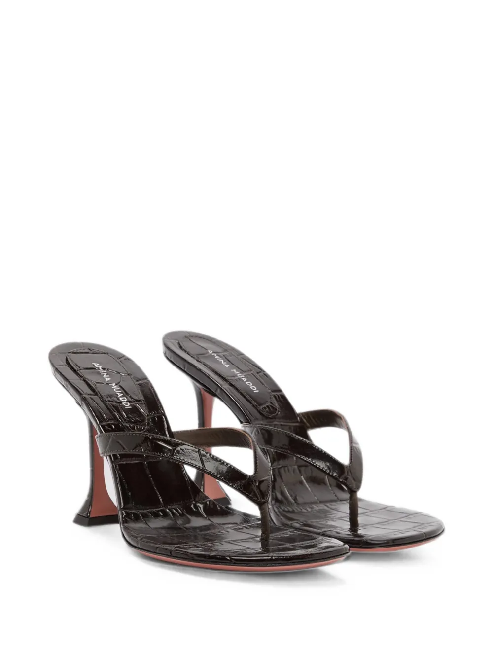 Amina Muaddi Juliette croc-effect leather sandals Bruin