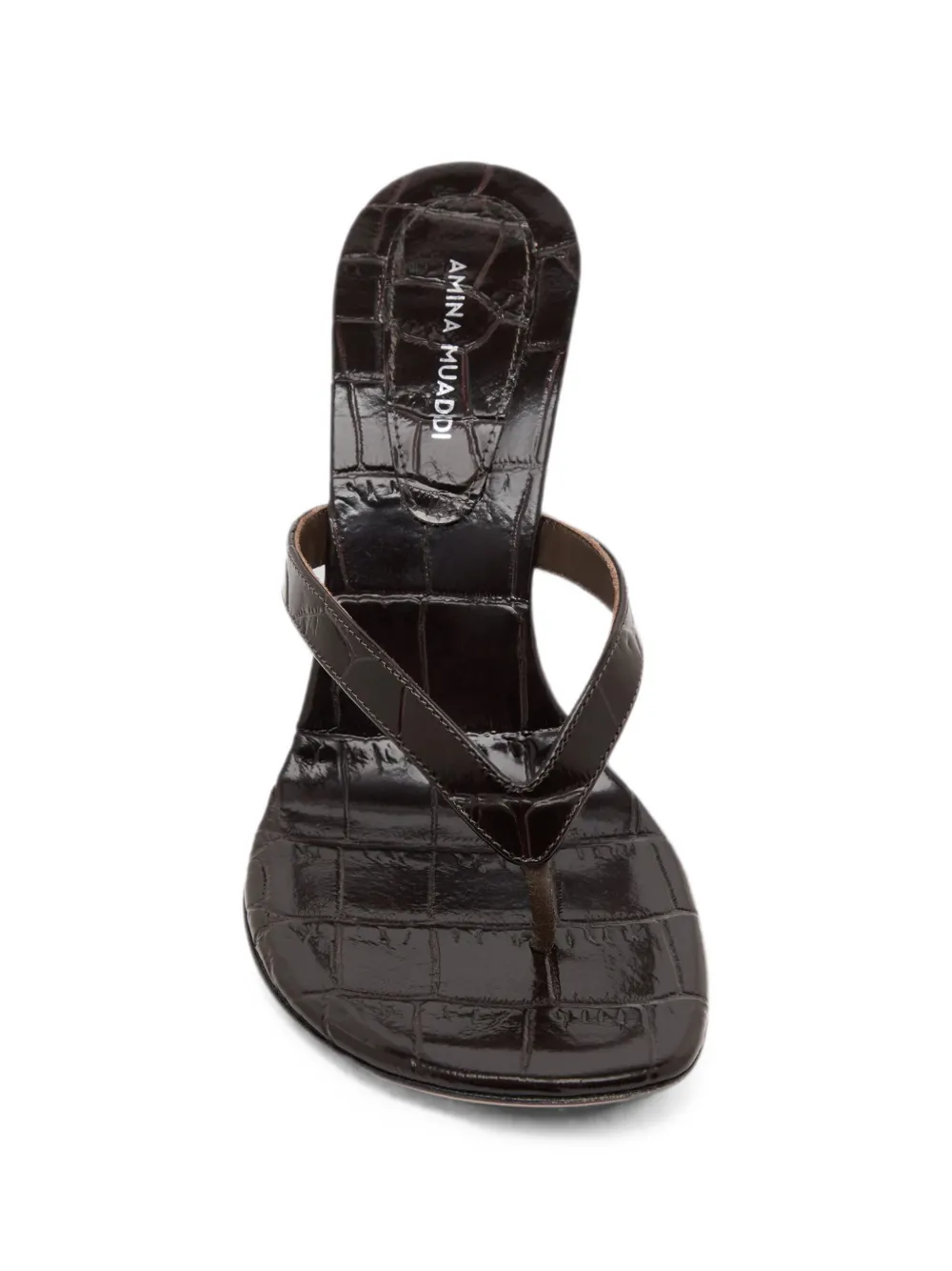 Amina Muaddi Juliette croc-effect leather sandals Bruin