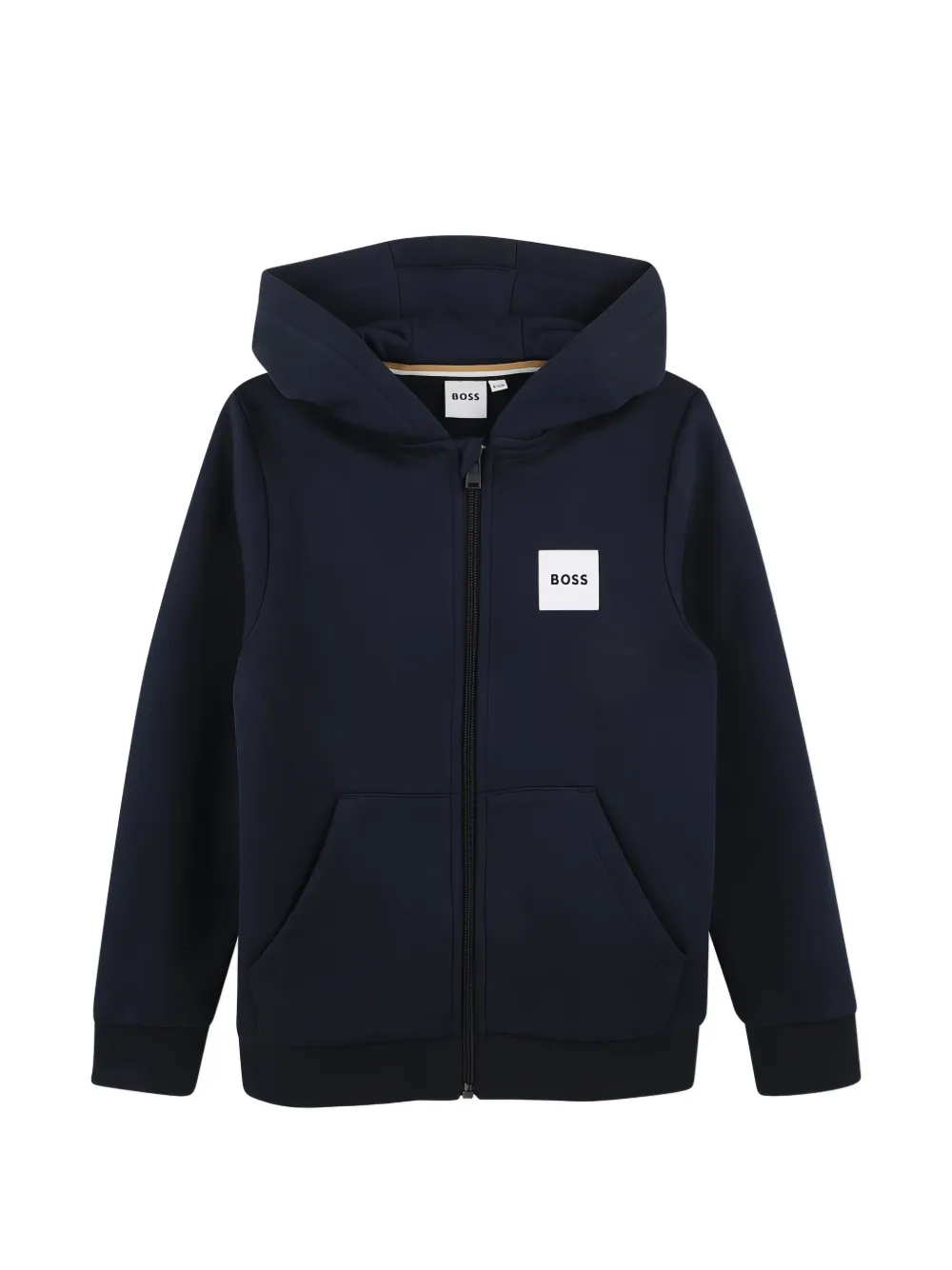 BOSS Kidswear logo-patch zip-up hoodie - Blu