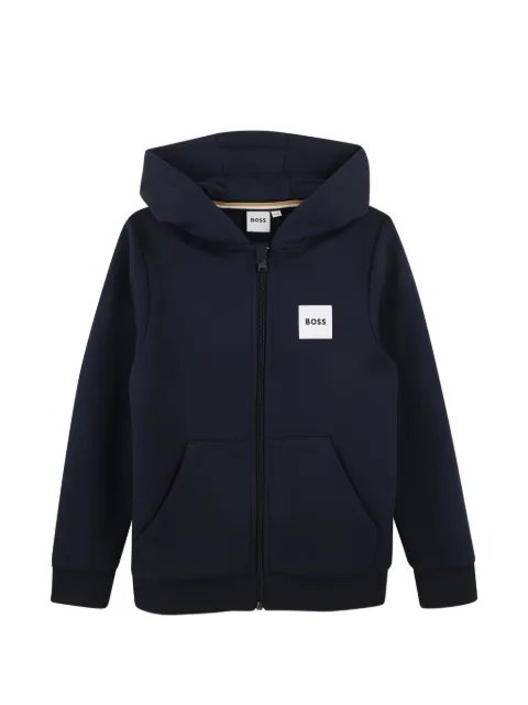 BOSS Kidswear logo-patch zip-up hoodie
