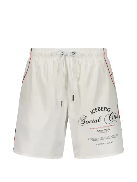 Iceberg logo-print piped swim shorts