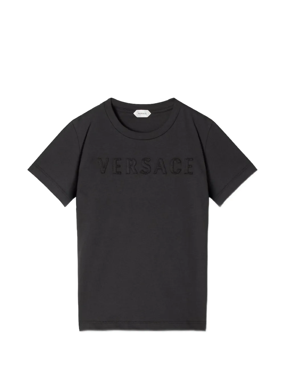Versace Kids logo-embroidered jersey T-shirt - Nero