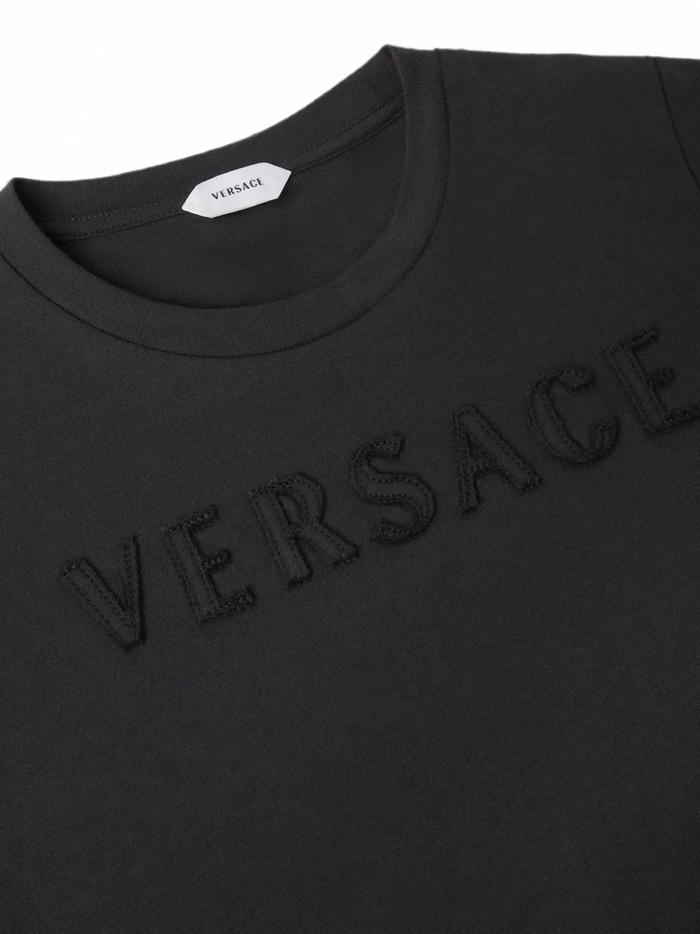 Versace Kids Jersey T-shirt met geborduurd logo Zwart