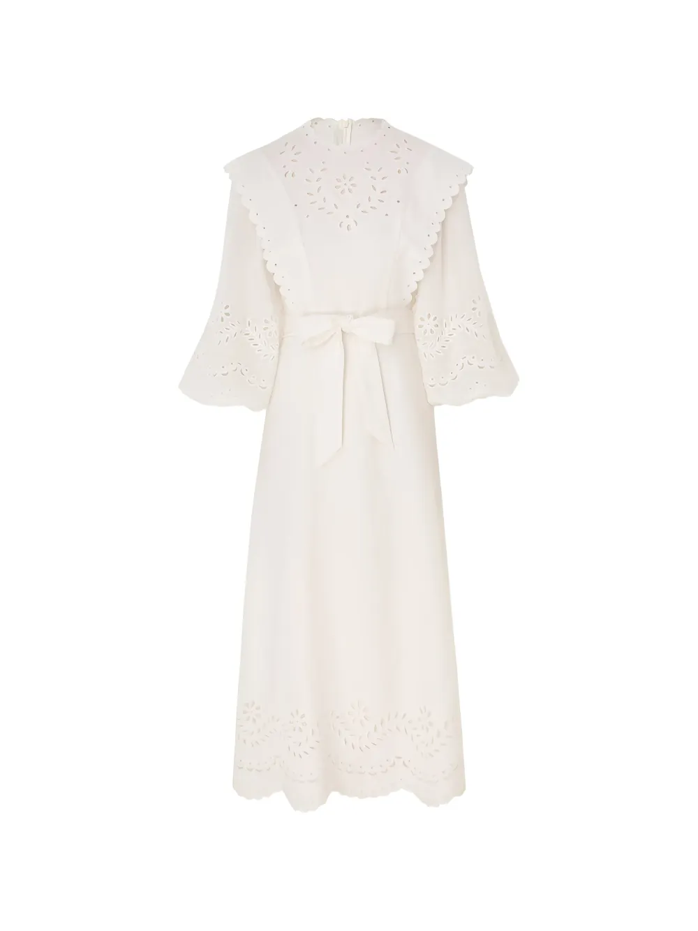 ZIMMERMANN Maxikleid aus Leinen mit Lochstickerei - Weiß
