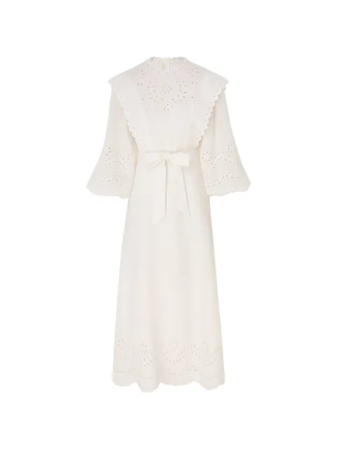 ZIMMERMANN vestido largo de lino con ribete de bordado inglés