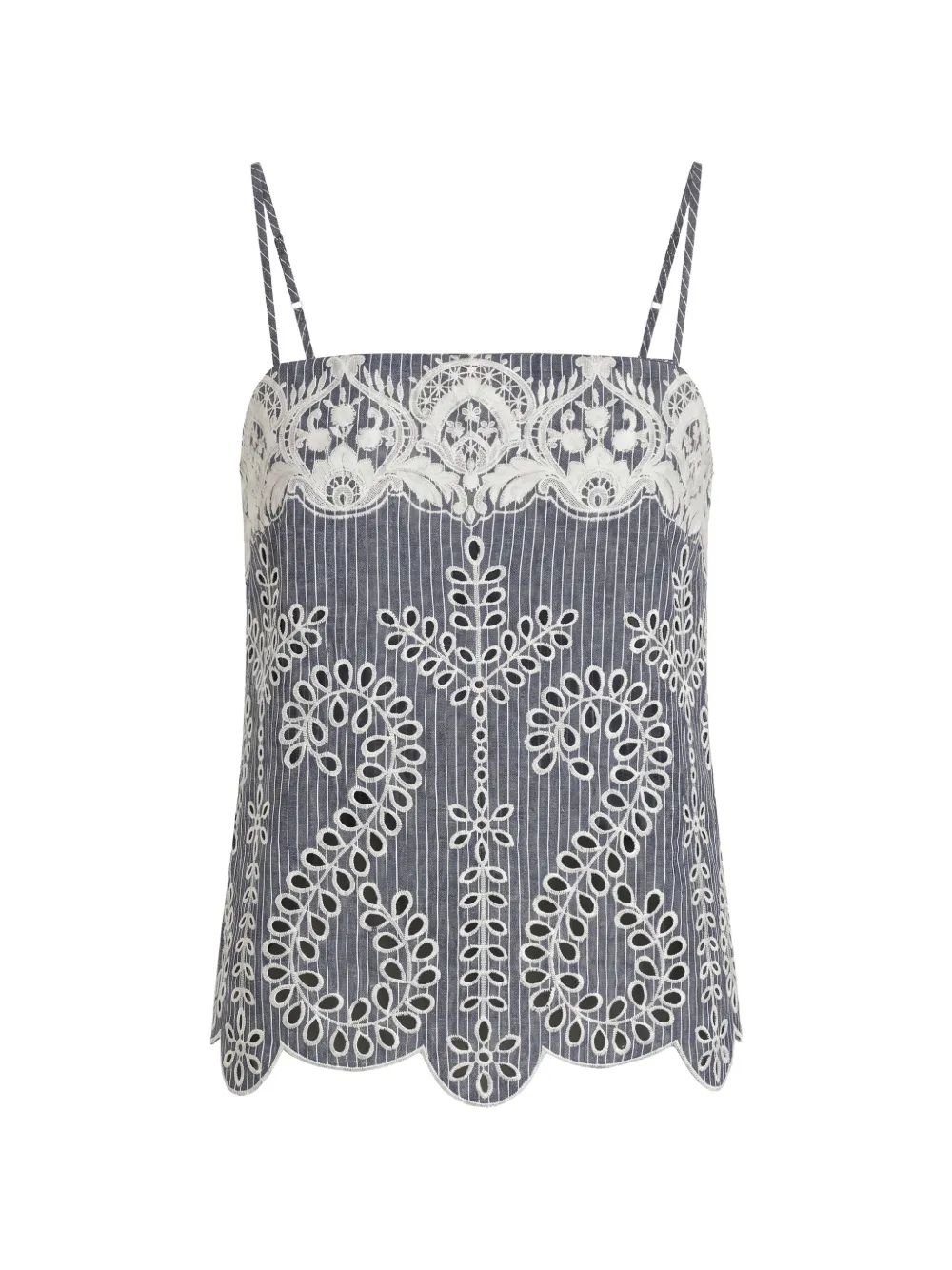 Christy Lynn Marcy embroidered striped top - Blu