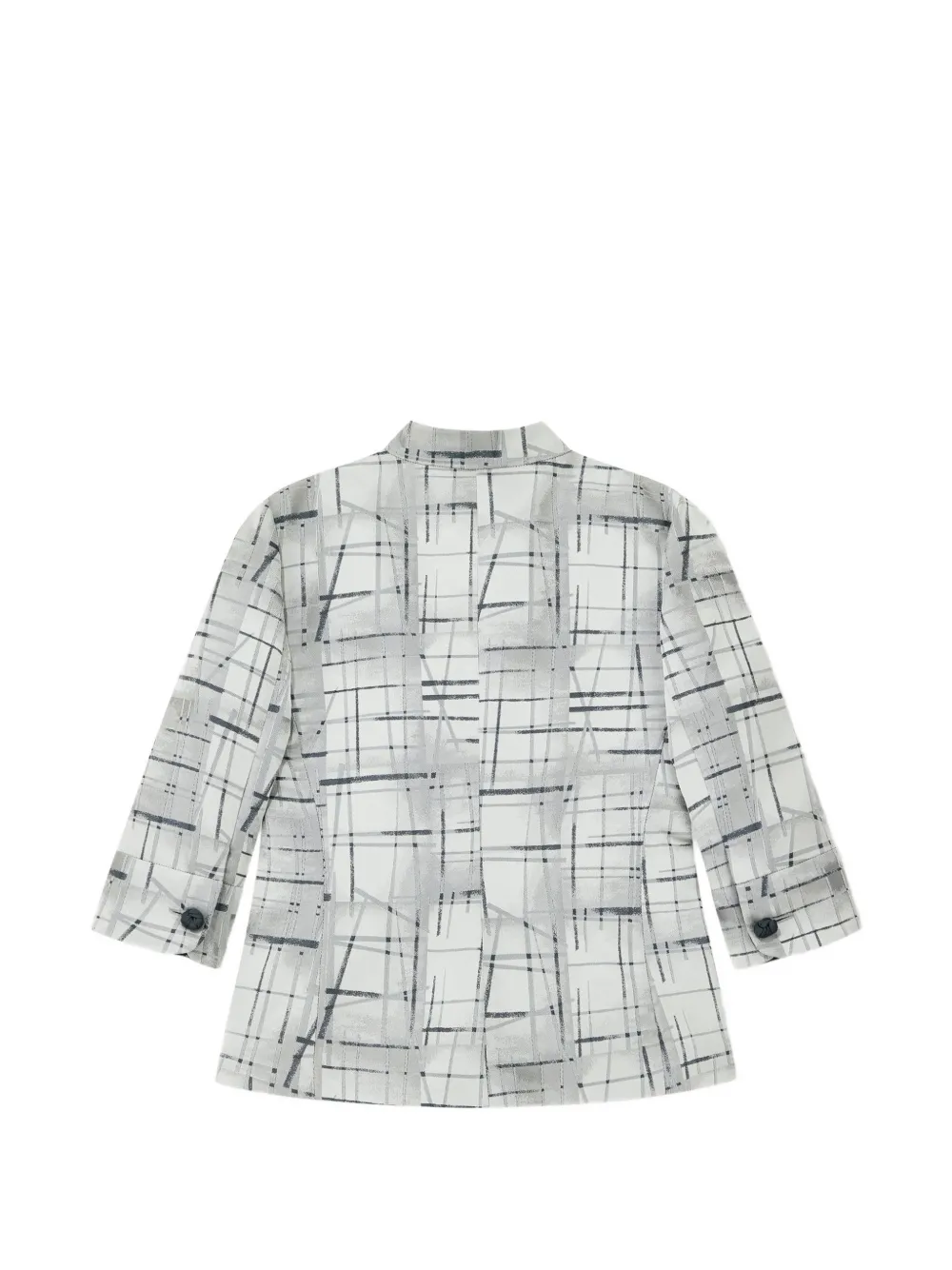 Emporio Armani Geruite blouse met ronde hoge kraag Wit