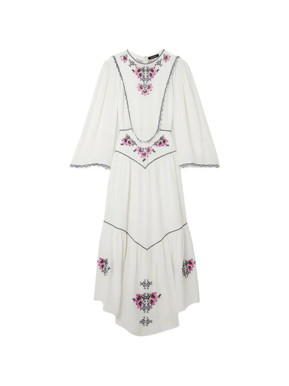 ISABEL MARANT Sonia embroidered pleated dress - White