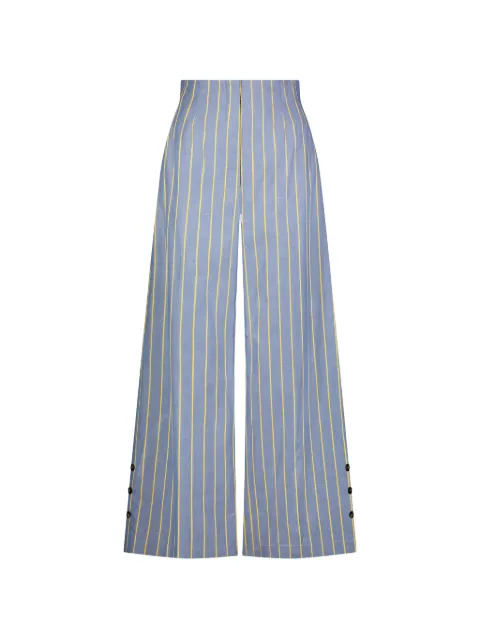 Lela Rose striped button-detail trousers