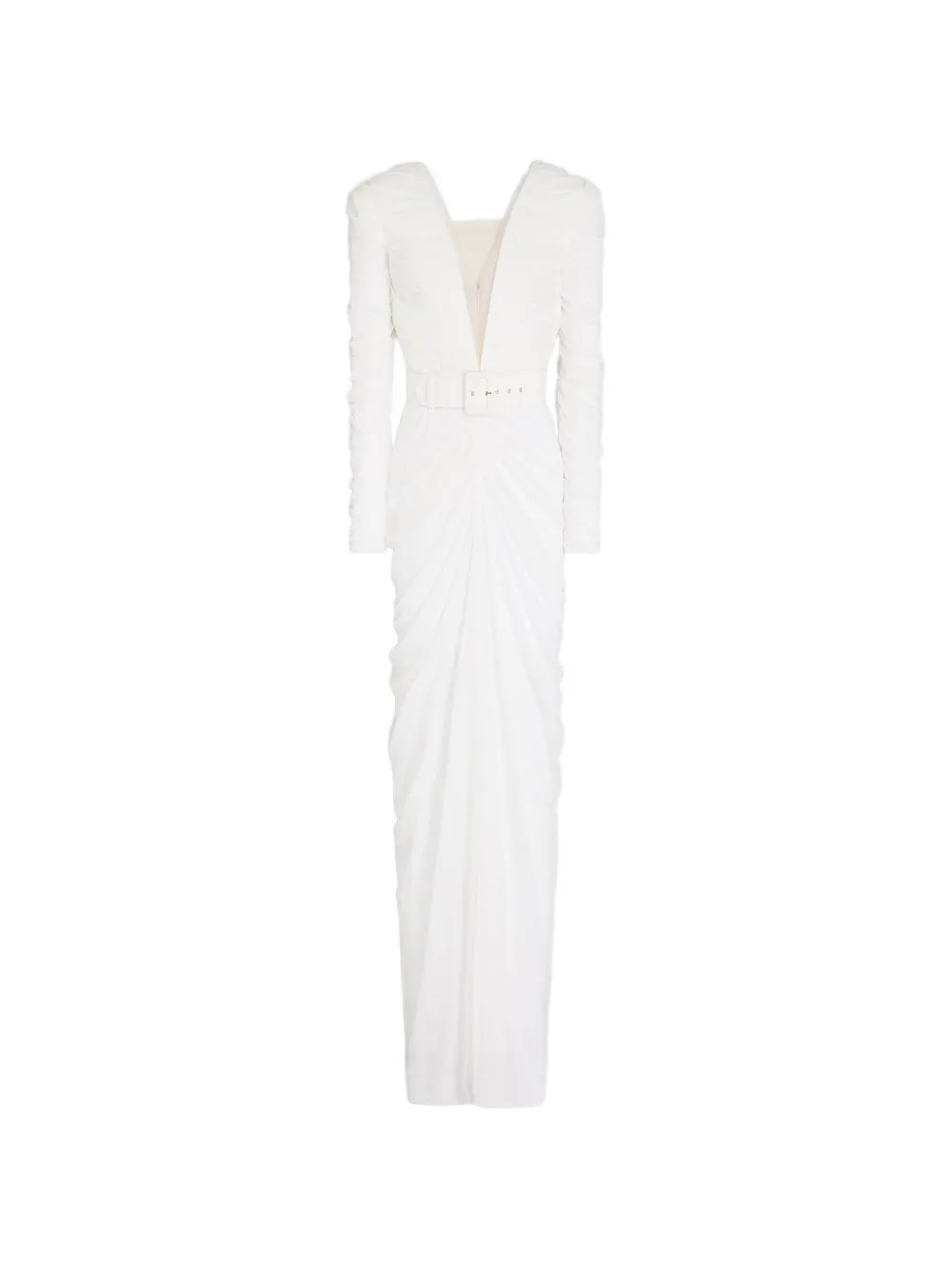Rhea Costa ruched belted gown maxi dress - Bianco