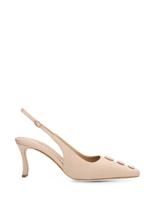 Manolo Blahnik Button-detail Slingback Pumps in Neutrals