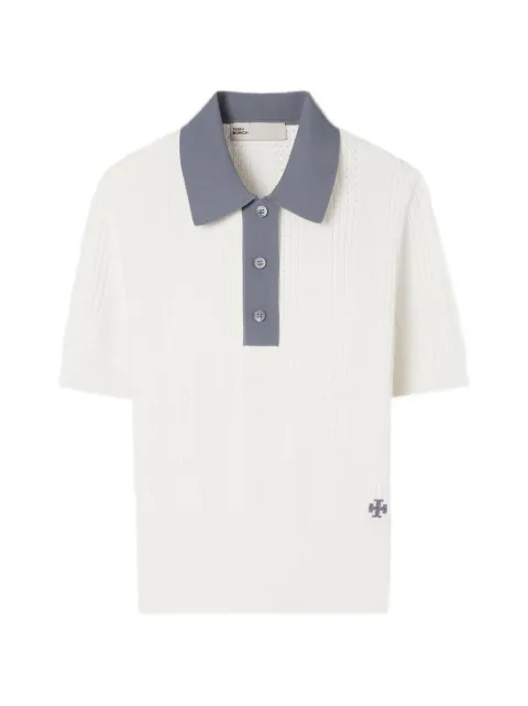 Tory Burch pointelle-knit polo top