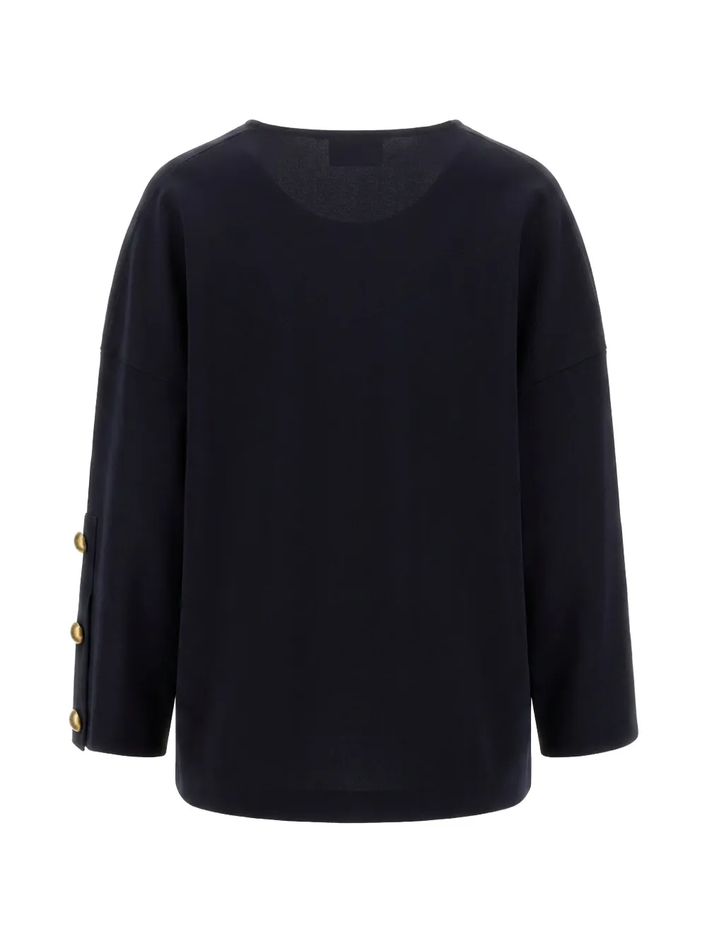 Max Mara Top met V-hals en knoopdetail Blauw