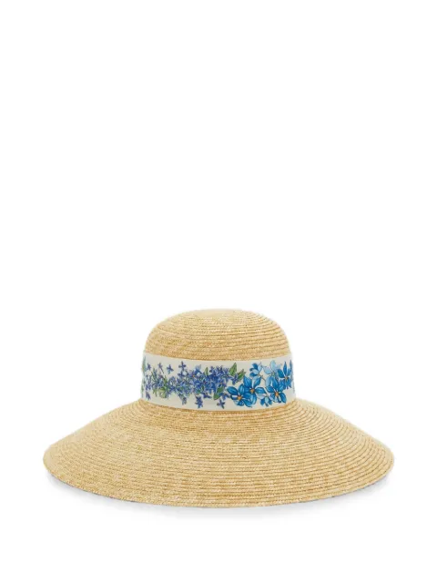Ferragamo gorro con estampado floral y ribete de seda