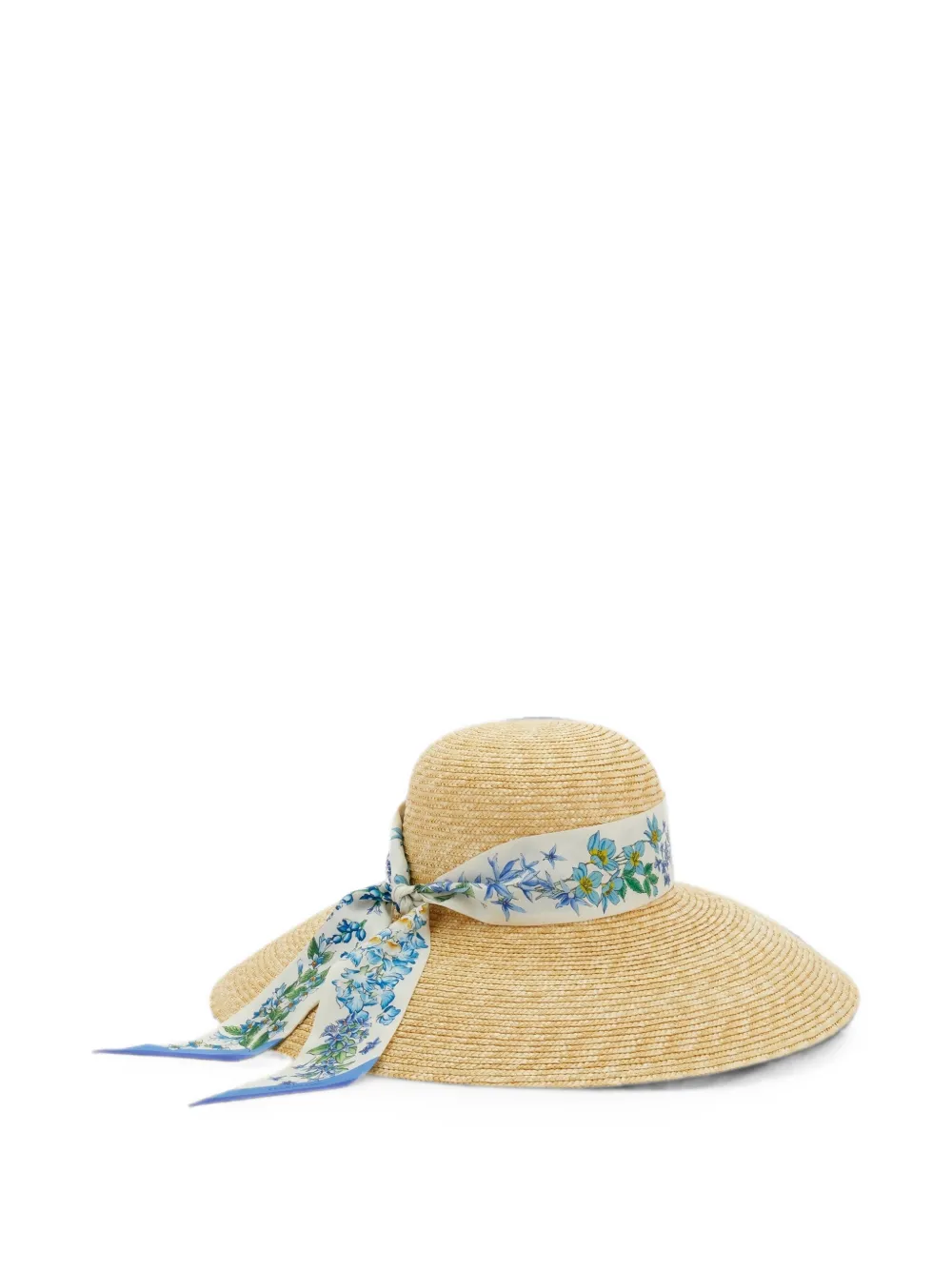 Ferragamo Hoed met bloemen-print en zijden afwerking Beige