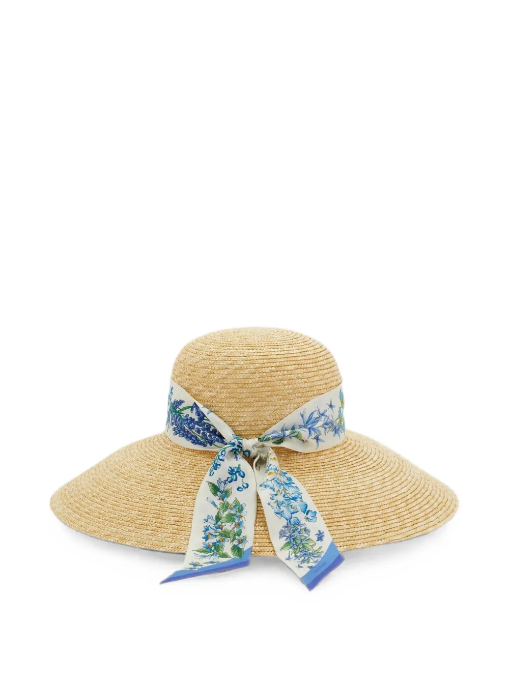 Ferragamo Hoed met bloemen-print en zijden afwerking Beige