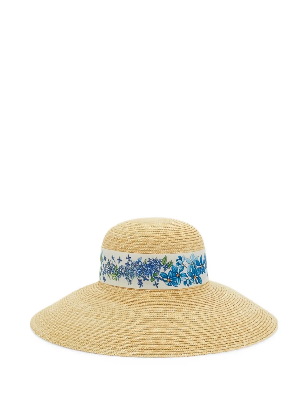 Ferragamo Hoed met bloemen-print en zijden afwerking Beige