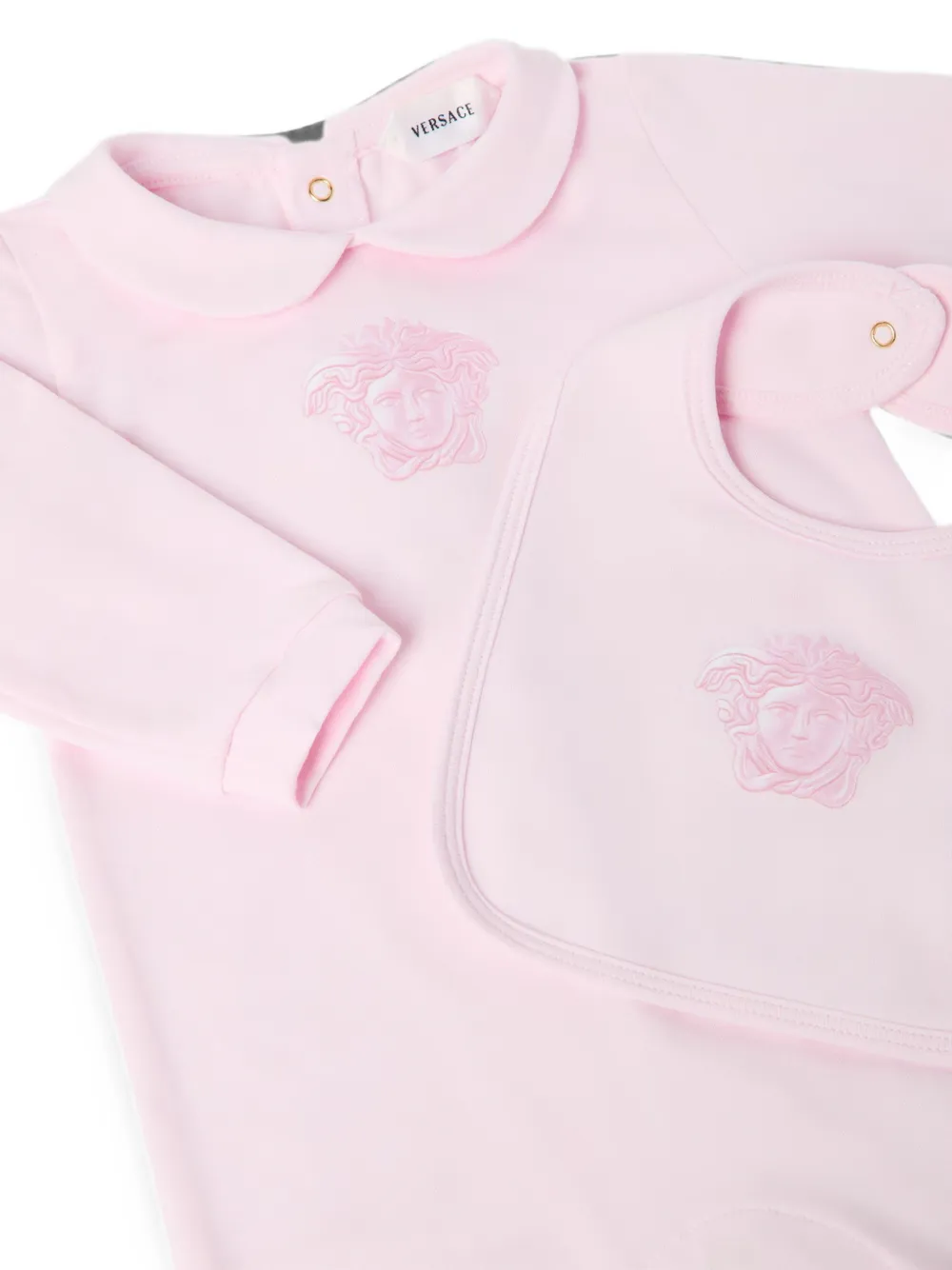 Versace Kids Katoenen romperset met Medusa-patroon Roze