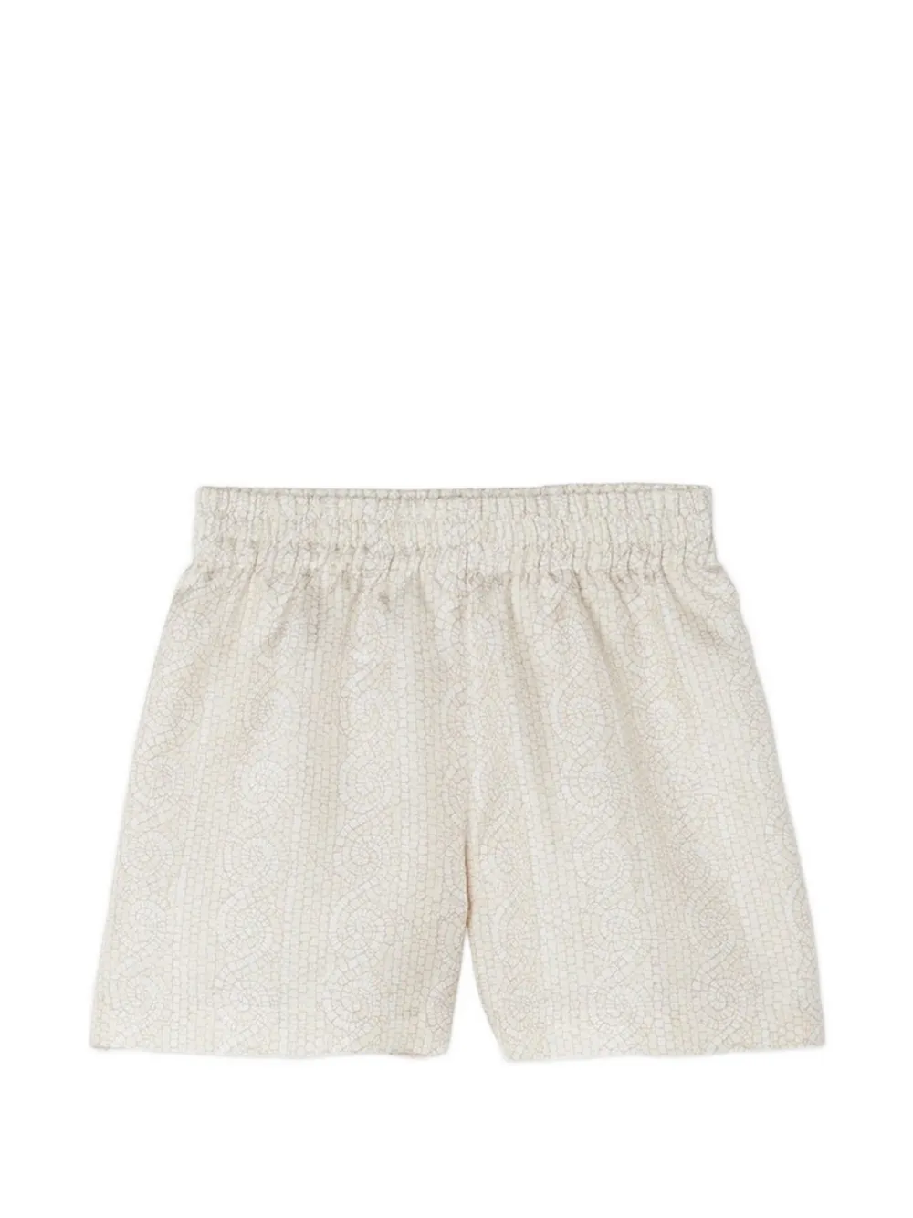 Versace Kids Greca Mosaic silk shorts - Toni neutri