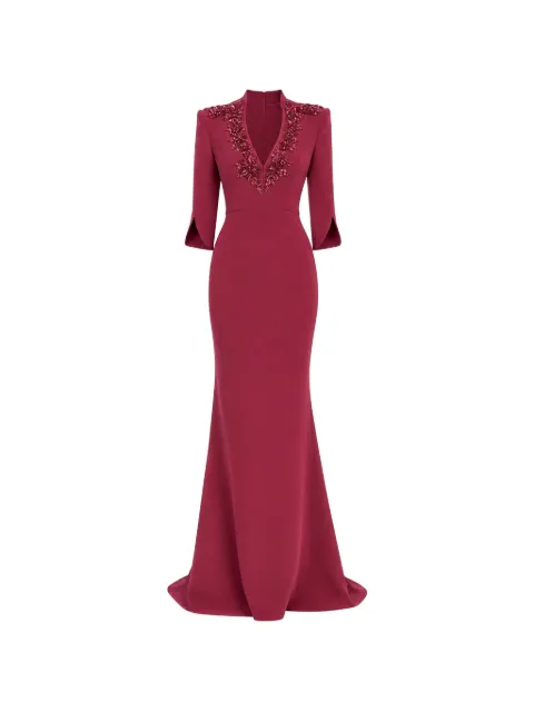 Badgley Mischka V-neck maxi gown