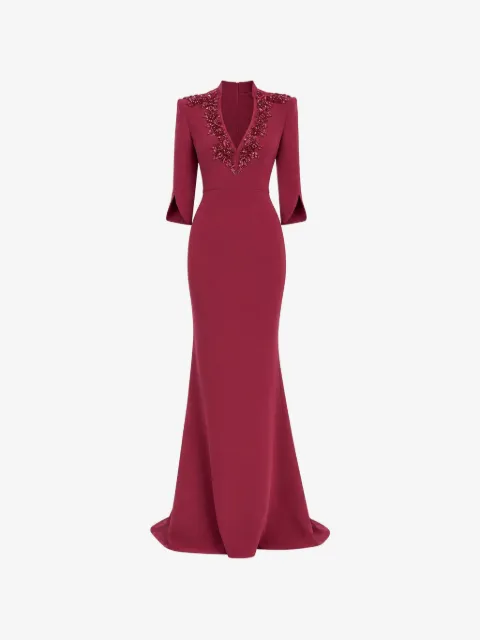 Badgley Mischka V-neck maxi gown