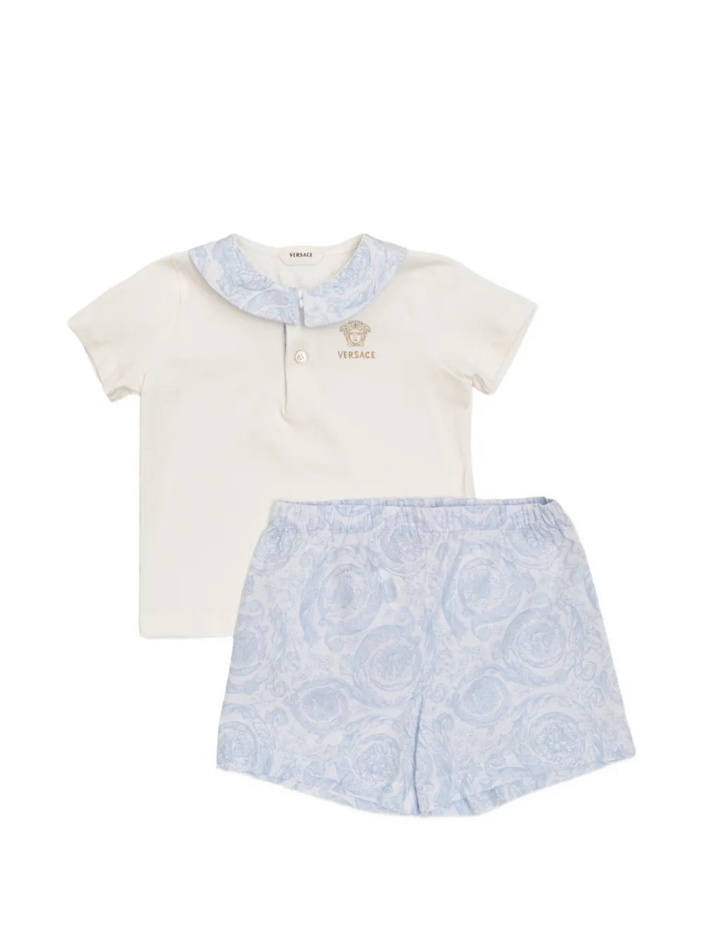 Versace Kids logo-embroidered polo shirt and shorts set - Bianco