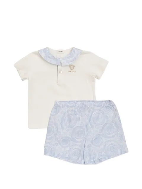 Versace Kids logo-embroidered polo shirt and shorts set