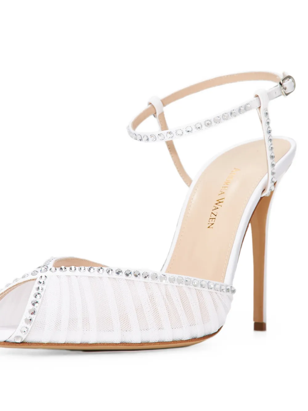 Andrea Wazen Katy crystal-embellished sandals Wit