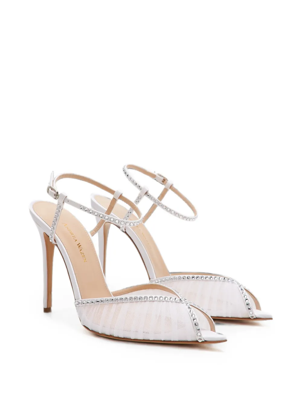 Andrea Wazen Katy crystal-embellished sandals Wit
