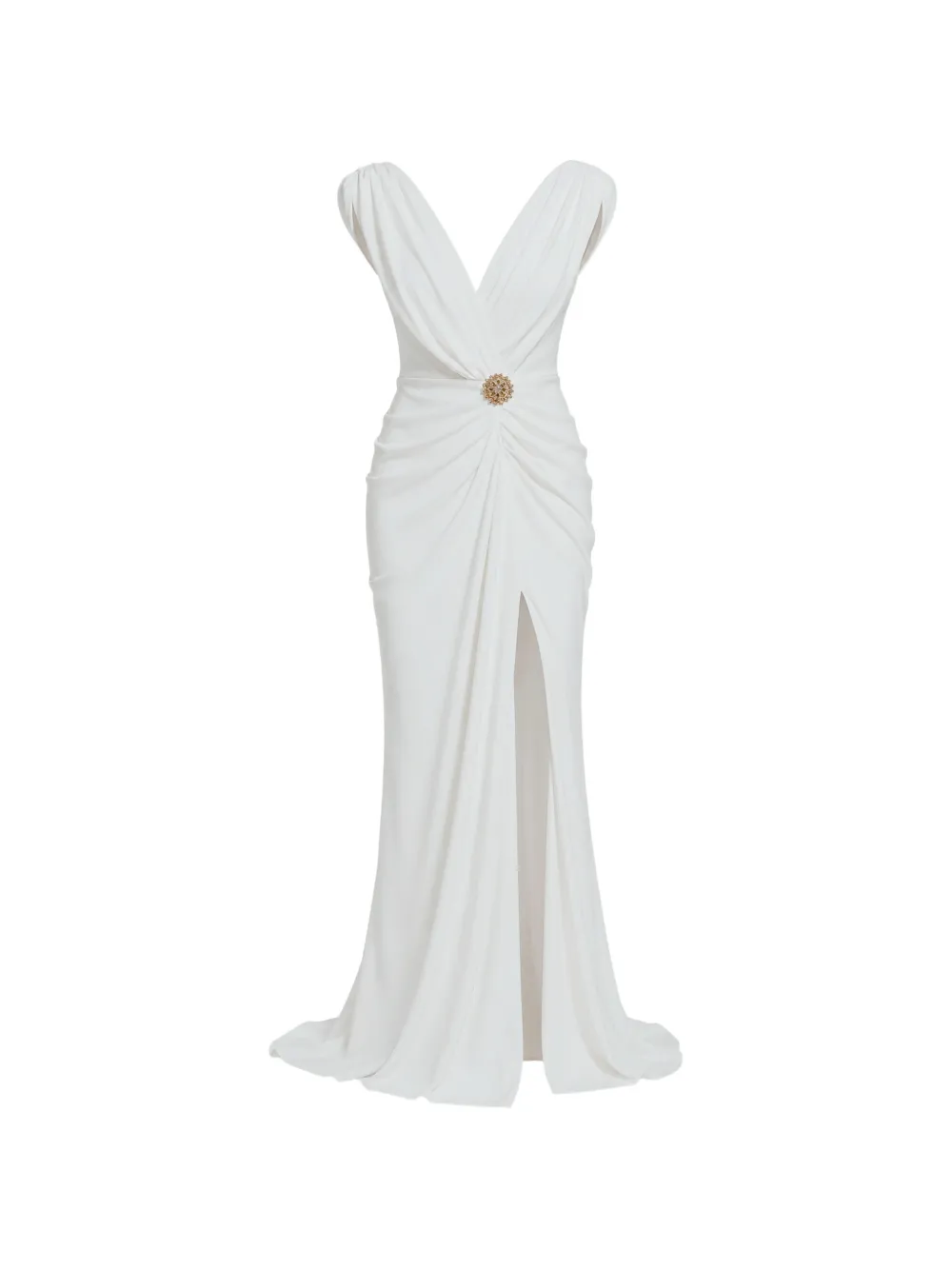 Rhea Costa draped crepe maxi dress - White