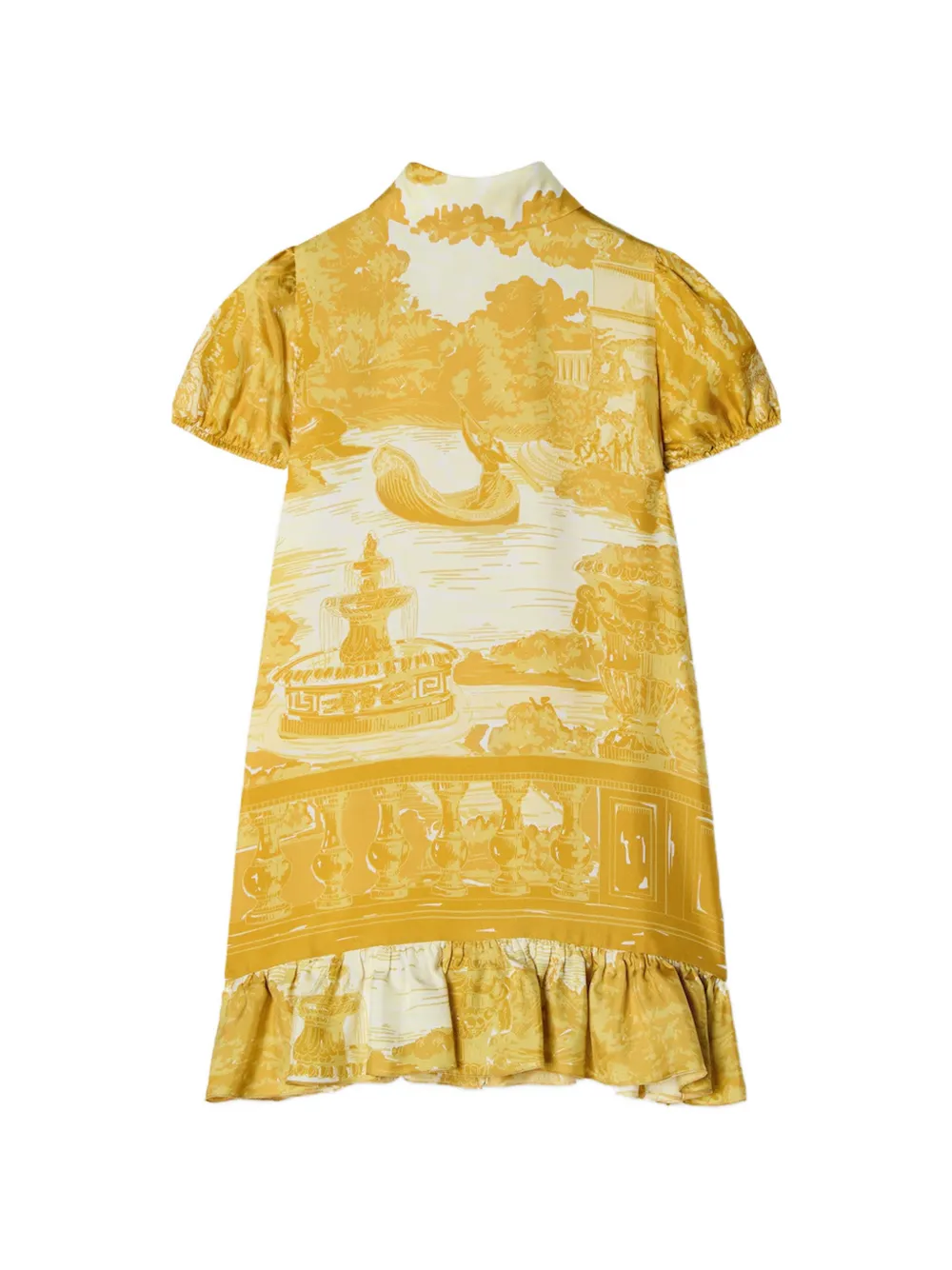 Versace Kids Zijden twill jurk met The Grotto-print Geel