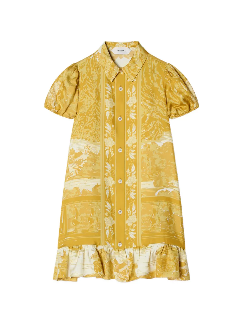 Versace Kids The Grotto-print silk-twill dress - Giallo
