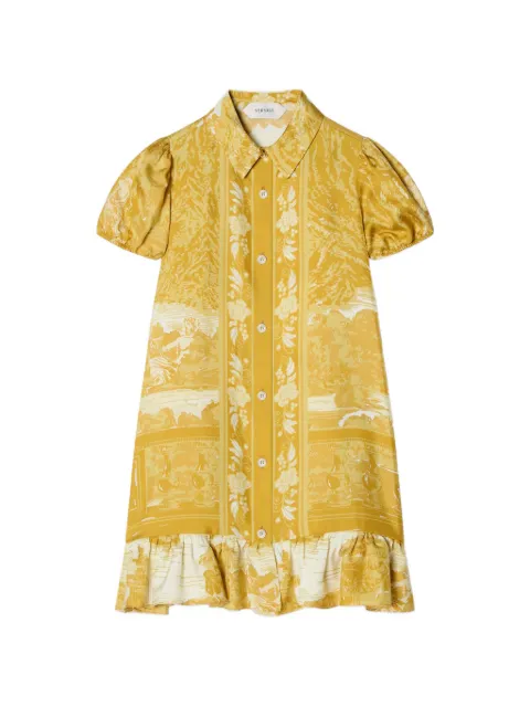 Versace Kids The Grotto 印花真丝斜纹布连衣裙