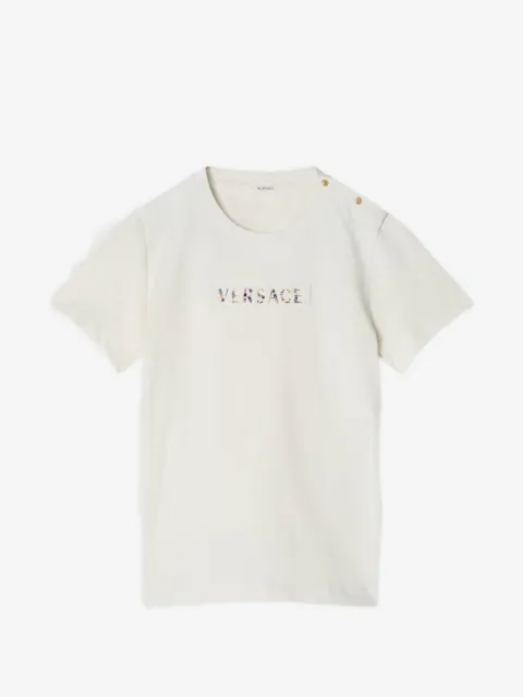 Versace Kids t-shirt à patch logo et ornements de perles