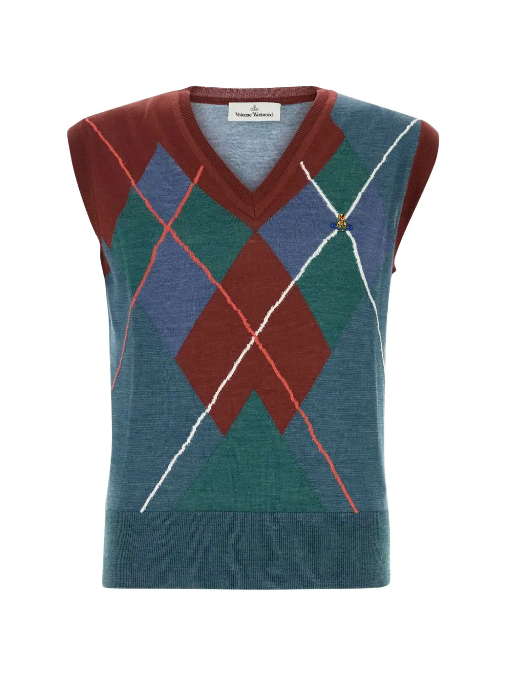 Vivienne Westwood Argyle embroidered sweater - Blu
