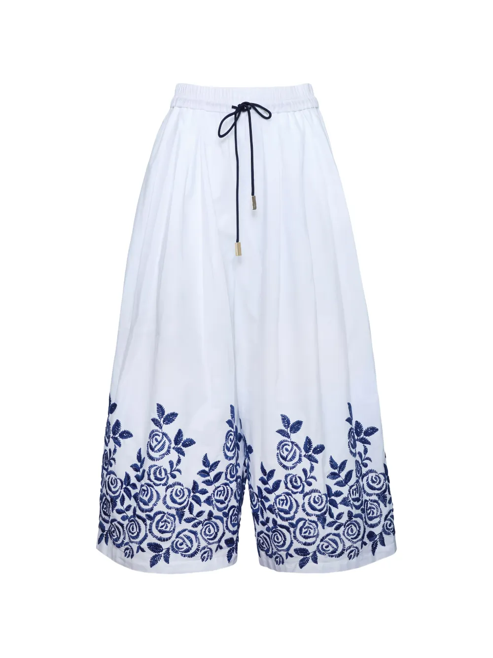 Hunter Whisper Floral-embroidered Trousers In White