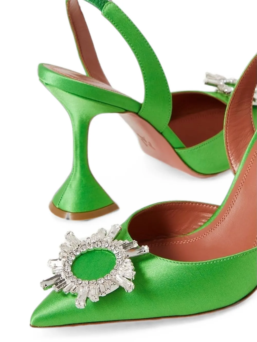 Amina Muaddi Begum crystal-embellished slingback pumps Groen